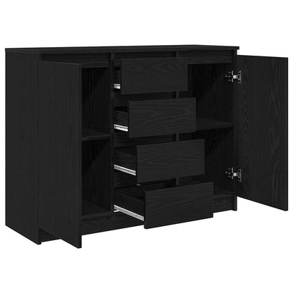 Dressoir met lades 100,5x35x76 cm spaanplaat zwart eikenkleurig