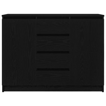 Dressoir met lades 100,5x35x76 cm spaanplaat zwart eikenkleurig