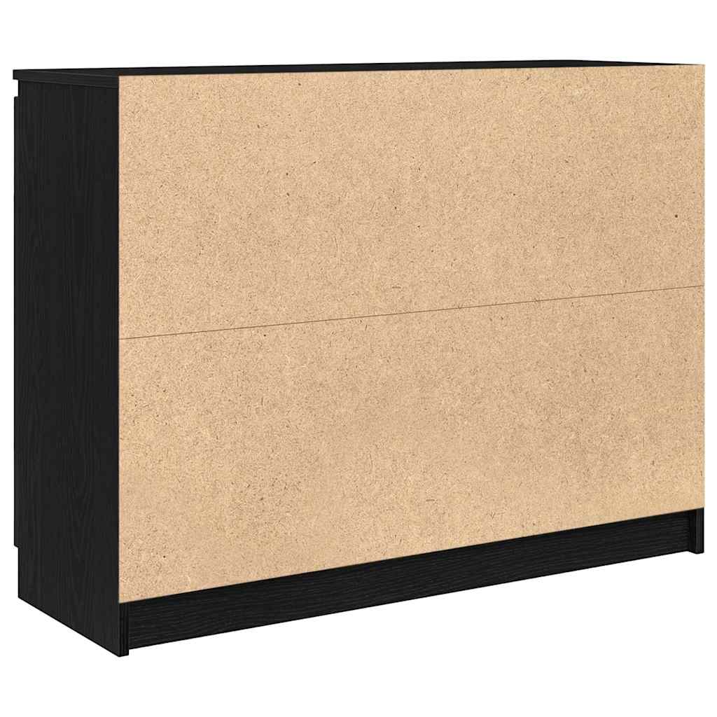 Dressoir met lades 100,5x35x76 cm spaanplaat zwart eikenkleurig