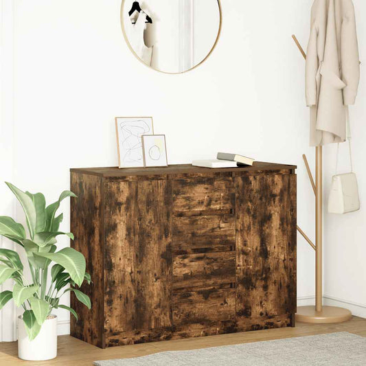 Dressoir met lades 100,5x35x76 cm spaanplaat gerookt eiken