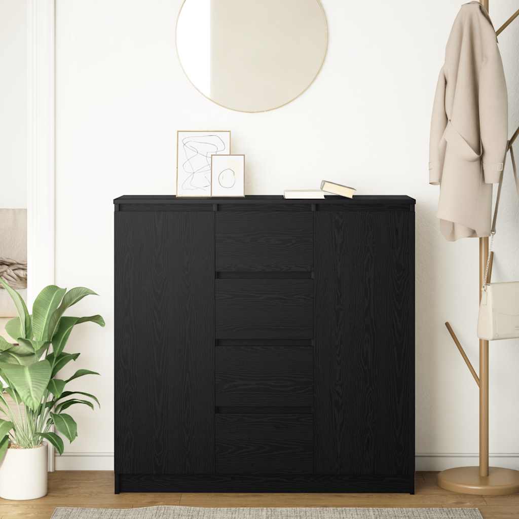 Dressoir met lades 100,5x35x98,5 cm spaanplaat zwart eiken