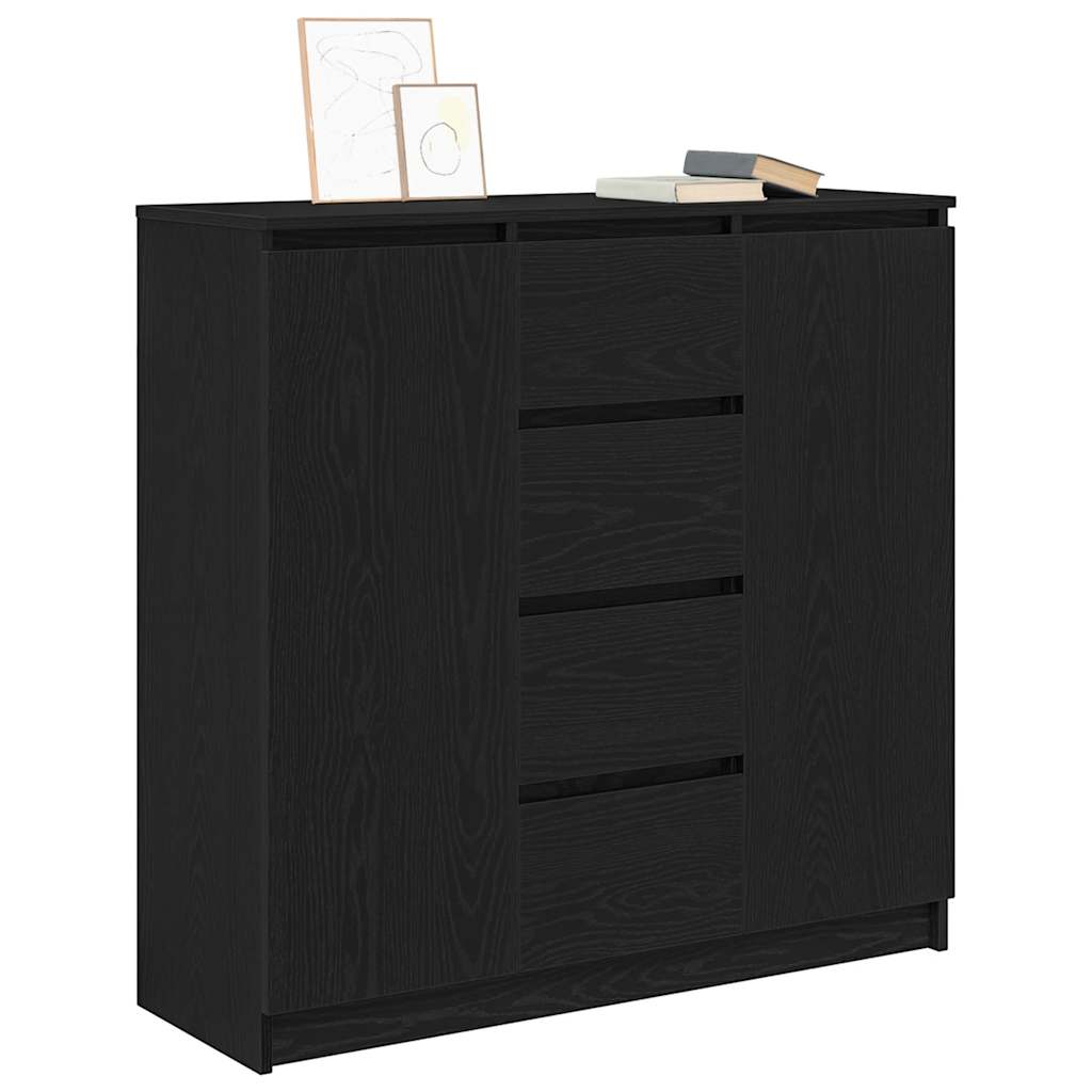 Dressoir met lades 100,5x35x98,5 cm spaanplaat zwart eiken
