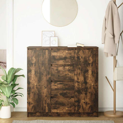 Dressoir met lades 100,5x35x98,5cm spaanplaat gerookt eikenhout