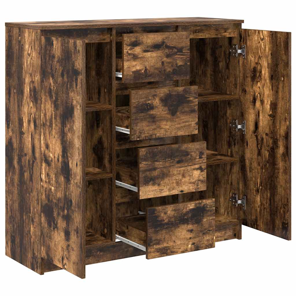 Dressoir met lades 100,5x35x98,5cm spaanplaat gerookt eikenhout