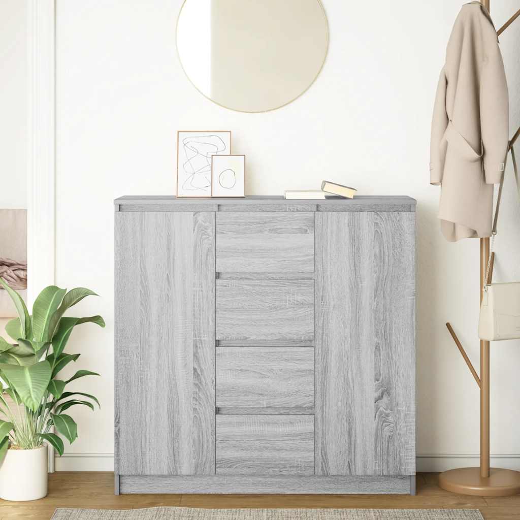 Dressoir met lades 100,5x35x98,5 cm spaanplaat grijs Sonoma