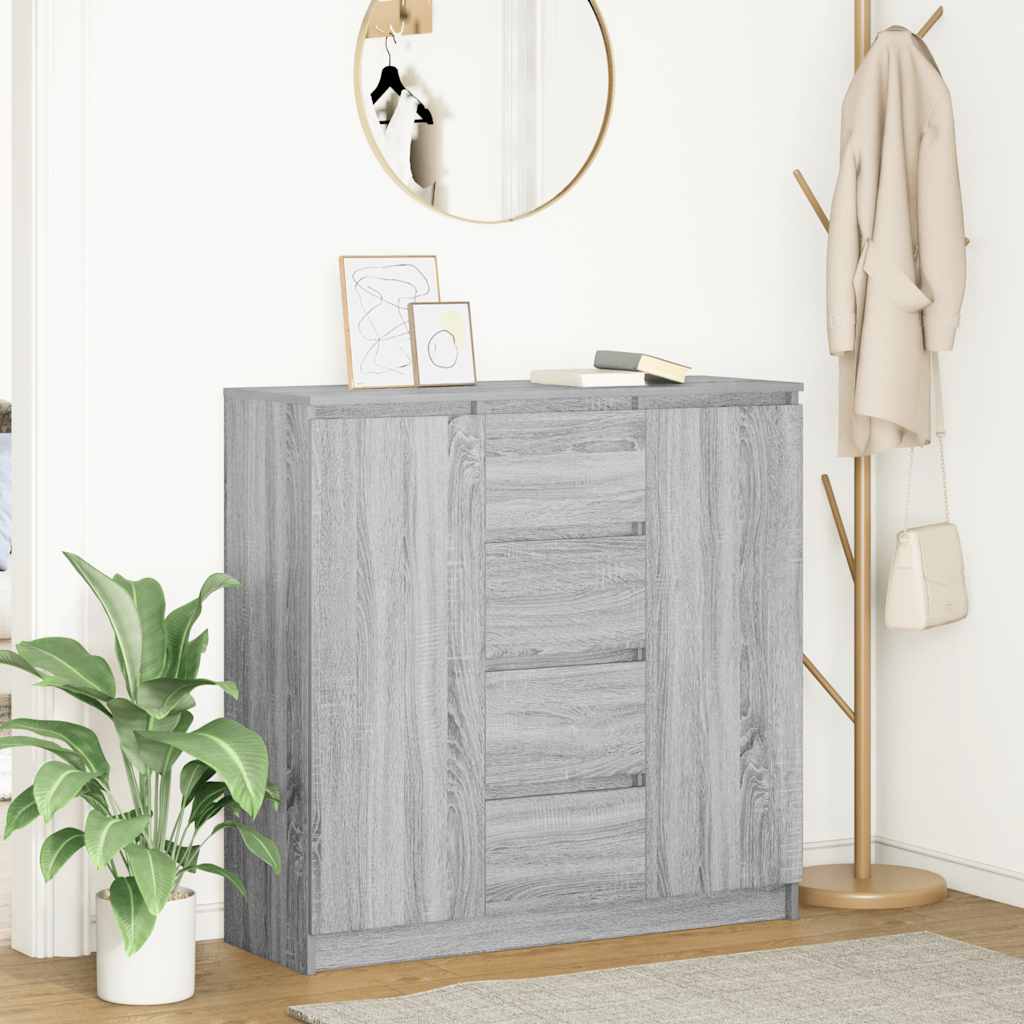 Dressoir met lades 100,5x35x98,5 cm spaanplaat grijs Sonoma