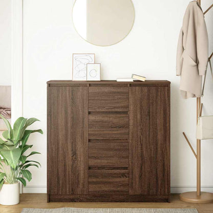 Dressoir met lades 100,5x35x98,5 cm spaanplaat bruin eiken