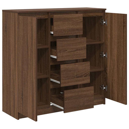 Dressoir met lades 100,5x35x98,5 cm spaanplaat bruin eiken