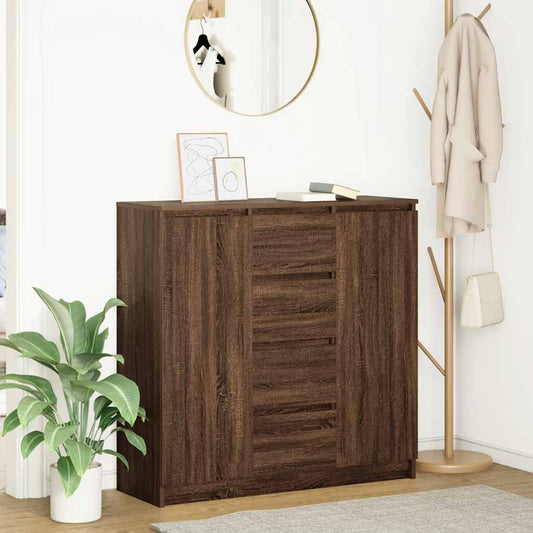 Dressoir met lades 100,5x35x98,5 cm spaanplaat bruin eiken