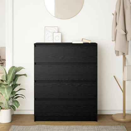 Dressoir 80x35x99 cm spaanplaat zwart eikenkleurig