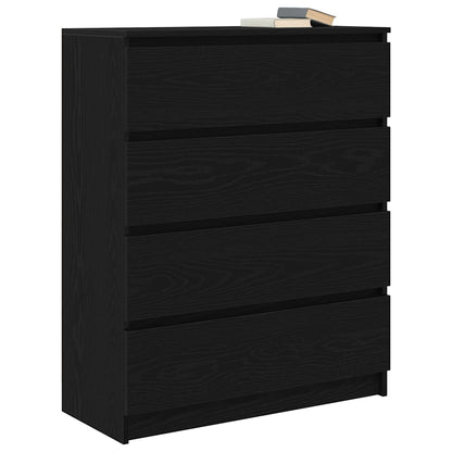 Dressoir 80x35x99 cm spaanplaat zwart eikenkleurig