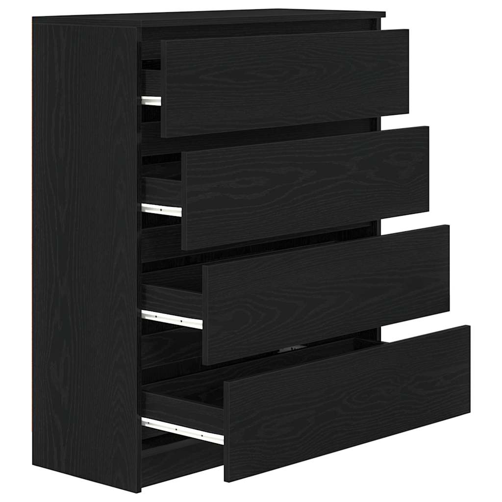 Dressoir 80x35x99 cm spaanplaat zwart eikenkleurig