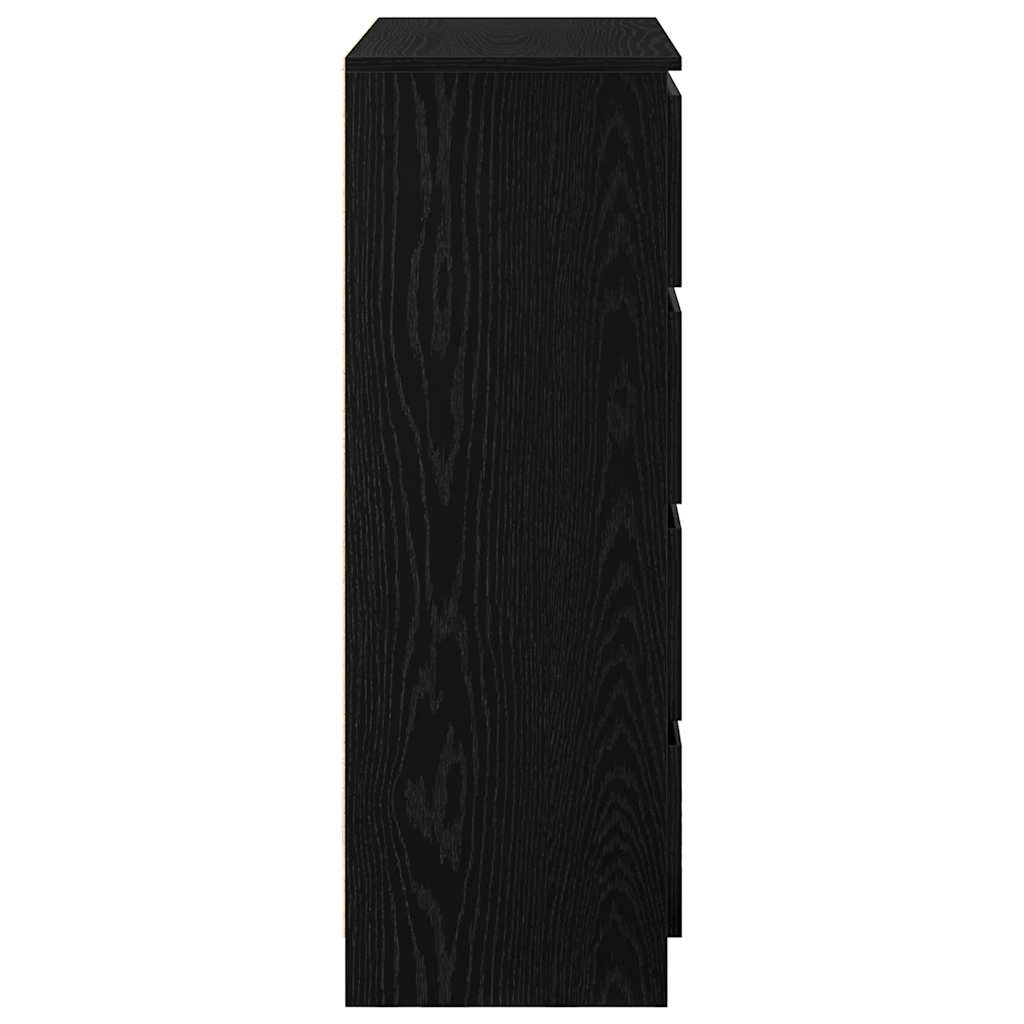 Dressoir 80x35x99 cm spaanplaat zwart eikenkleurig