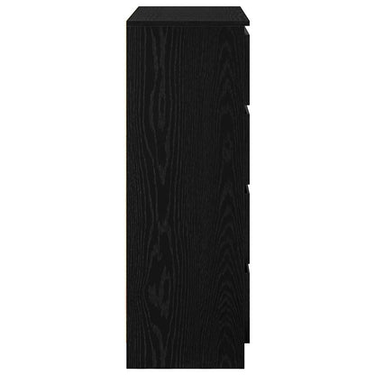 Dressoir 80x35x99 cm spaanplaat zwart eikenkleurig