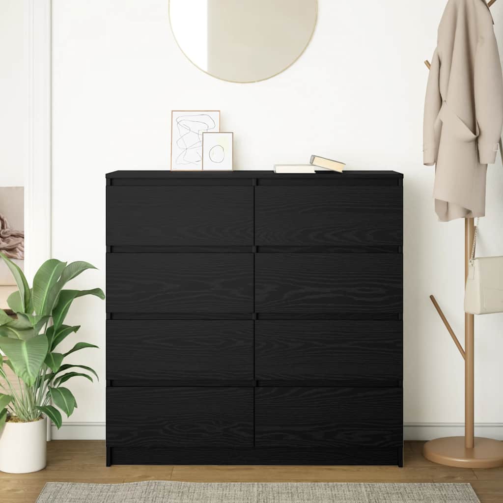 Dressoir 100x35x99 cm spaanplaat zwart eikenkleurig