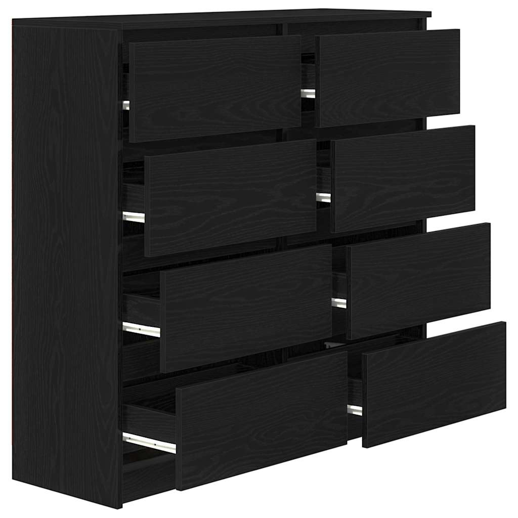 Dressoir 100x35x99 cm spaanplaat zwart eikenkleurig