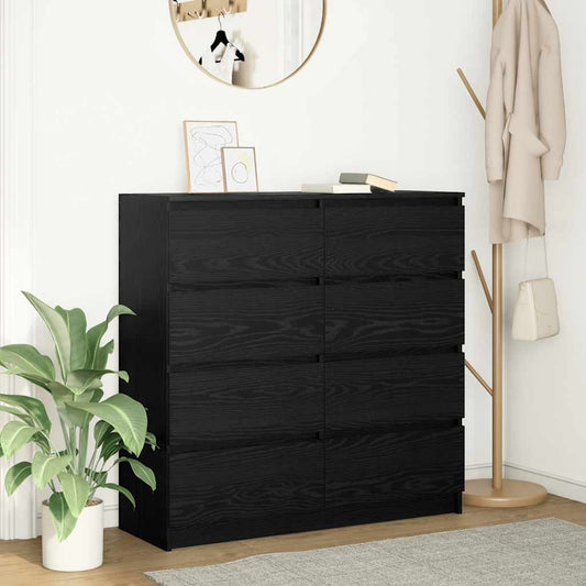 Dressoir 100x35x99 cm spaanplaat zwart eikenkleurig