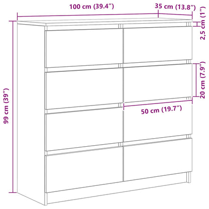 Dressoir 100x35x99 cm bewerkt hout sonoma eikenkleurig