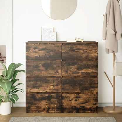Dressoir 100x35x99 cm bewerkt hout gerookt eikenkleurig