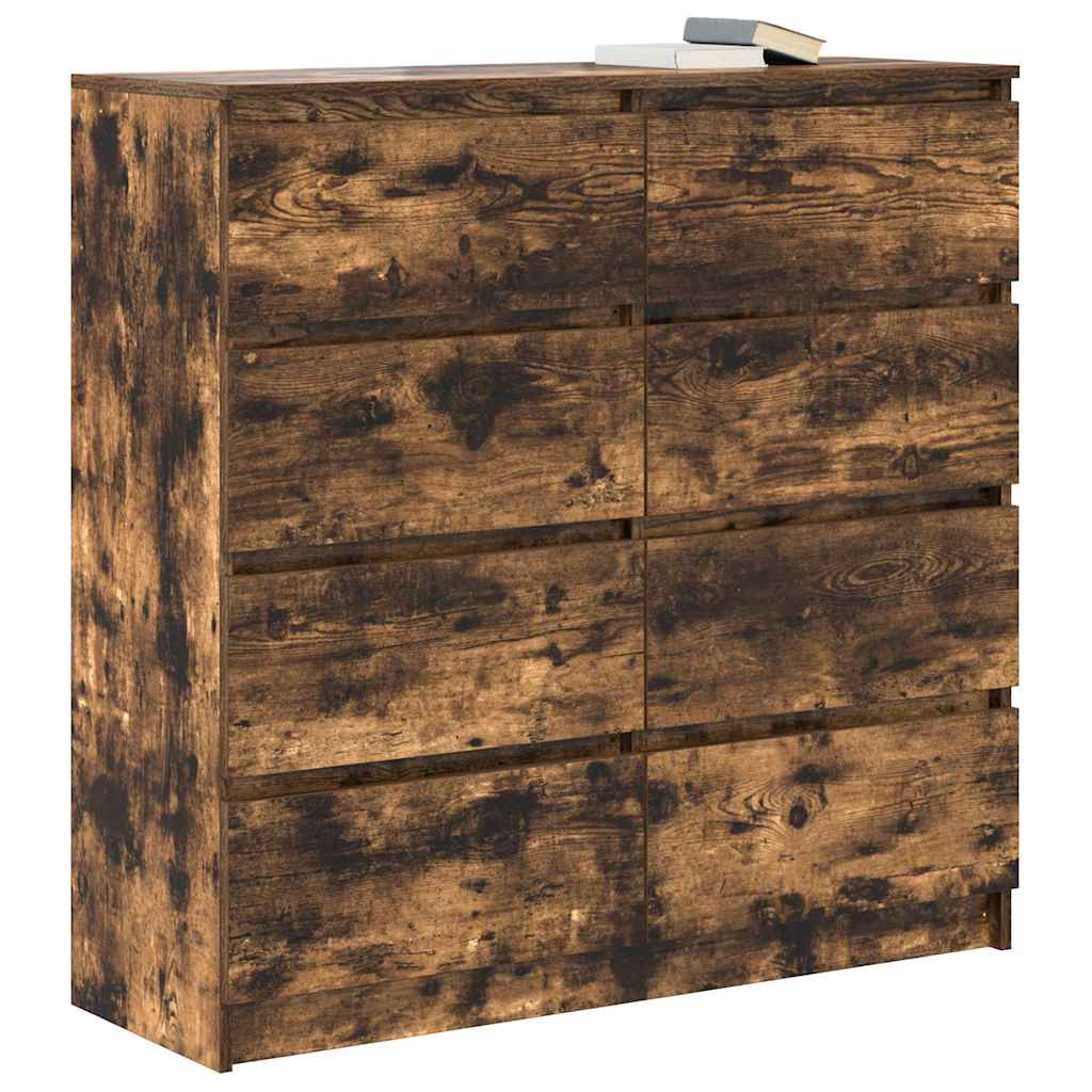 Dressoir 100x35x99 cm bewerkt hout gerookt eikenkleurig