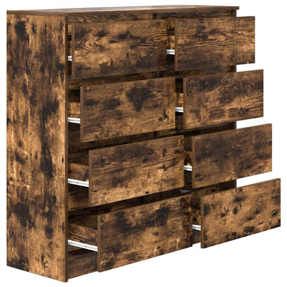 Dressoir 100x35x99 cm bewerkt hout gerookt eikenkleurig