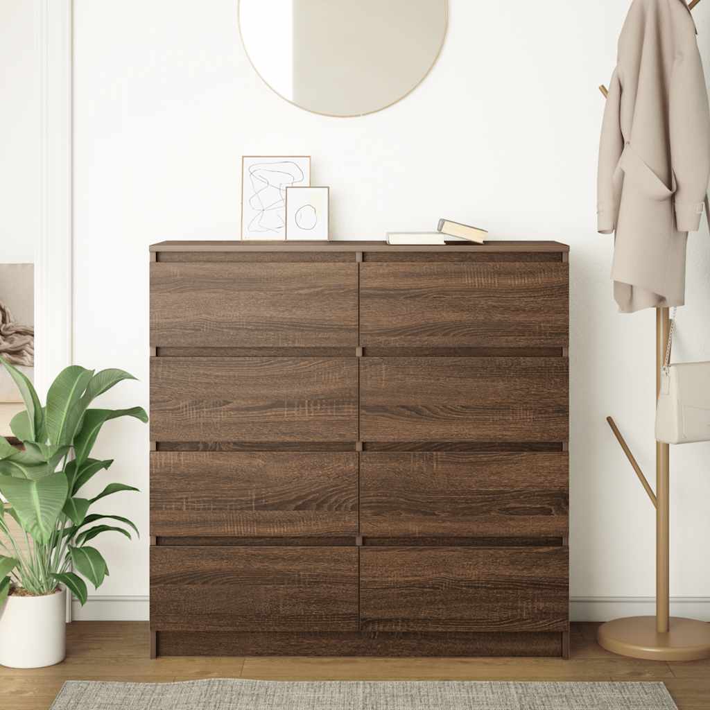 Dressoir 100x35x99 cm bewerkt hout bruin eikenkleur