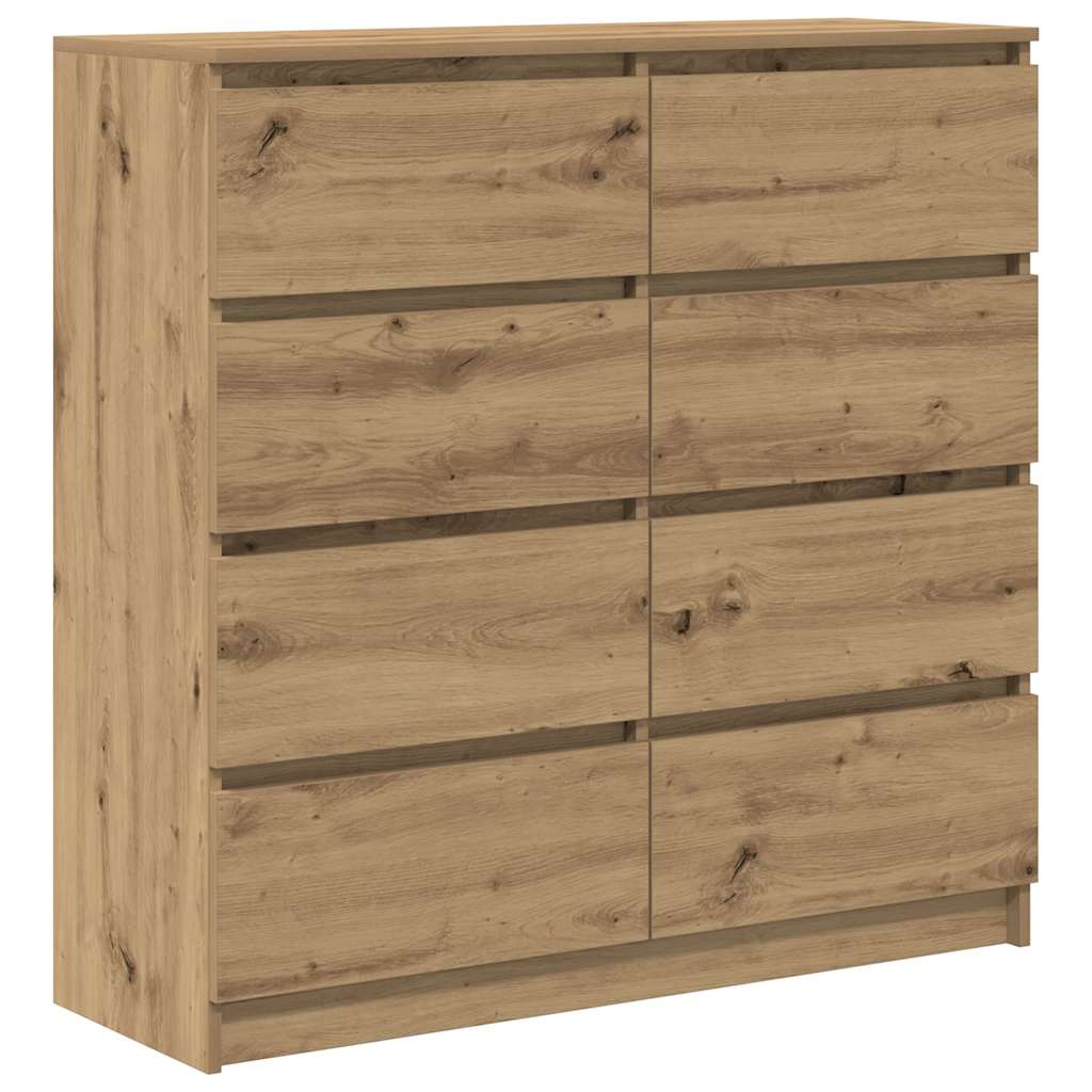 Dressoir 100x35x99 cm bewerkt hout artisanaal eikenkleurig
