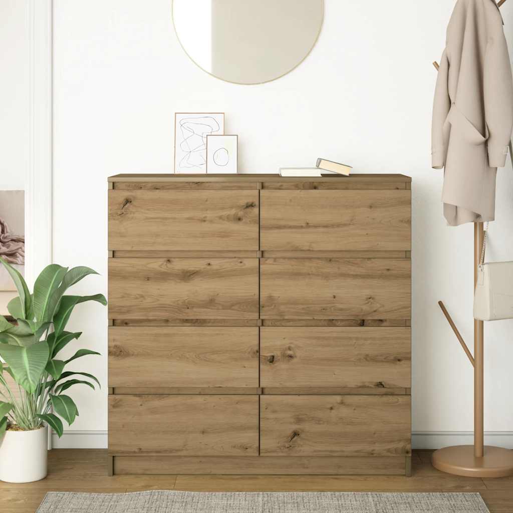 Dressoir 100x35x99 cm bewerkt hout artisanaal eikenkleurig