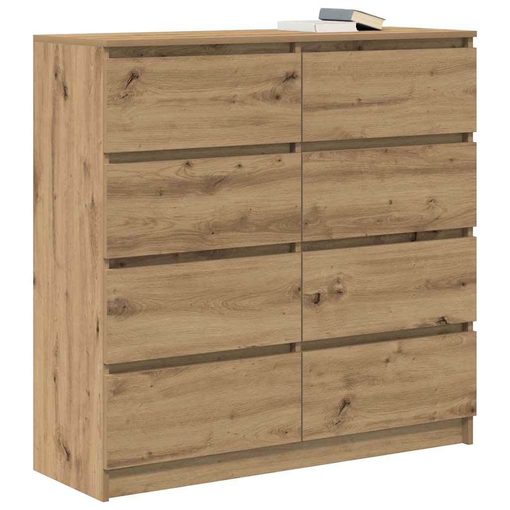Dressoir 100x35x99 cm bewerkt hout artisanaal eikenkleurig
