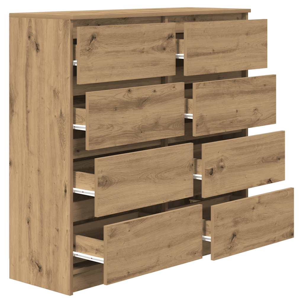 Dressoir 100x35x99 cm bewerkt hout artisanaal eikenkleurig