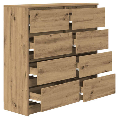 Dressoir 100x35x99 cm bewerkt hout artisanaal eikenkleurig