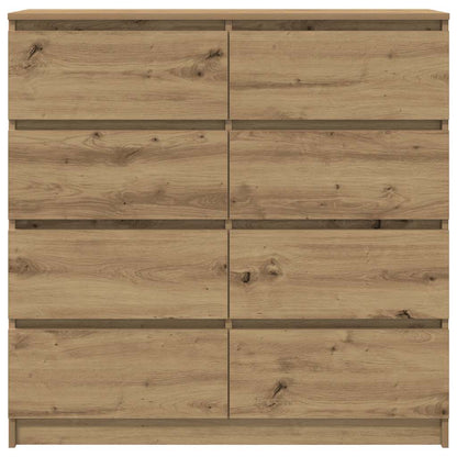 Dressoir 100x35x99 cm bewerkt hout artisanaal eikenkleurig
