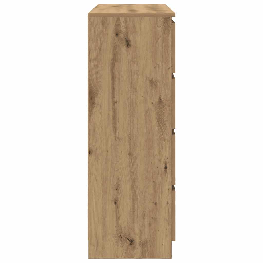 Dressoir 100x35x99 cm bewerkt hout artisanaal eikenkleurig