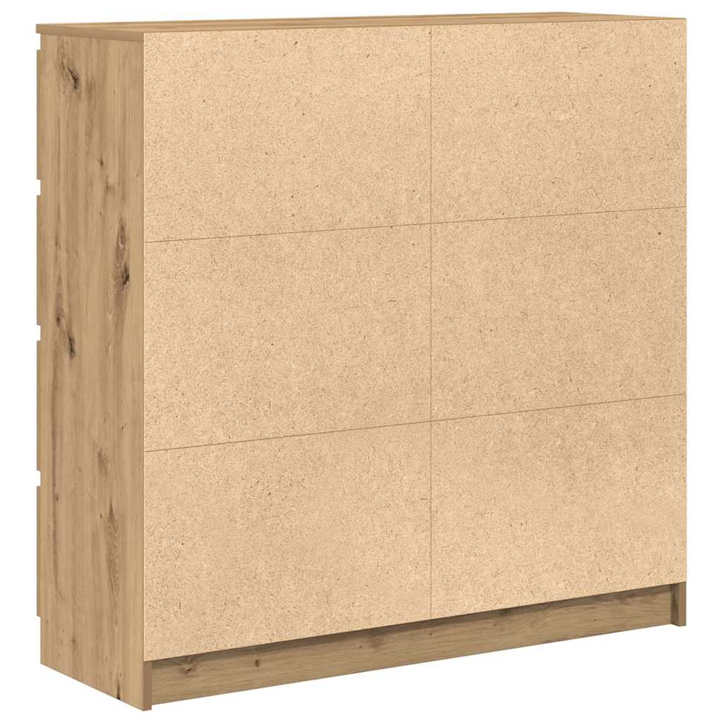 Dressoir 100x35x99 cm bewerkt hout artisanaal eikenkleurig