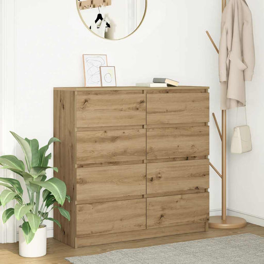 Dressoir 100x35x99 cm bewerkt hout artisanaal eikenkleurig
