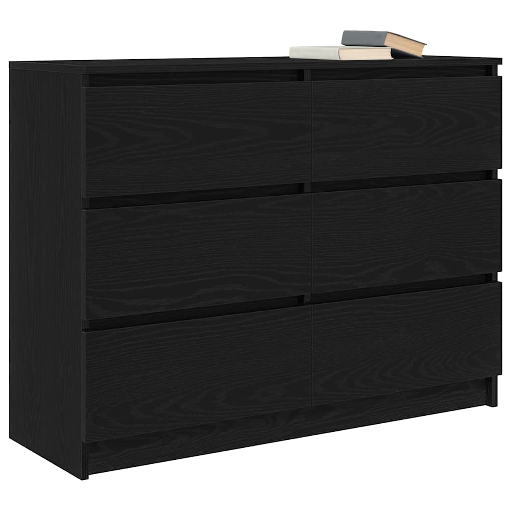 Dressoir 100x35x76 cm spaanplaat zwart eikenkleurig