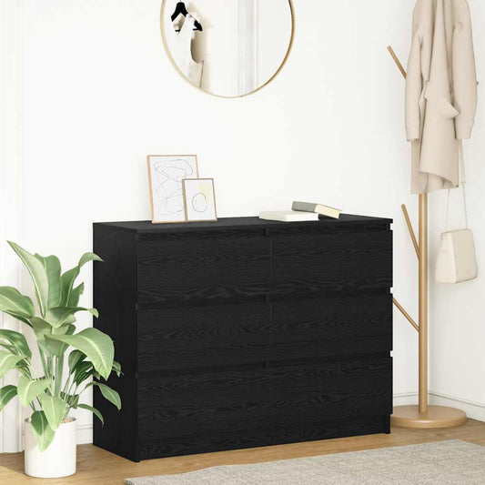 Dressoir 100x35x76 cm spaanplaat zwart eikenkleurig