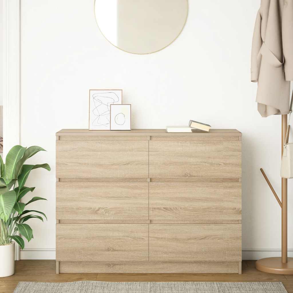 Dressoir 100x35x76 cm bewerkt hout sonoma eikenkleurig