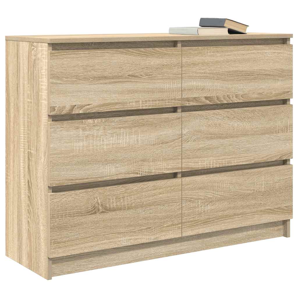 Dressoir 100x35x76 cm bewerkt hout sonoma eikenkleurig