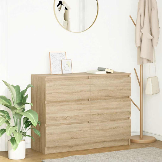 Dressoir 100x35x76 cm bewerkt hout sonoma eikenkleurig