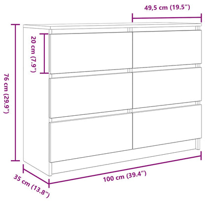 Dressoir 100x35x76 cm spaanplaat betongrijs