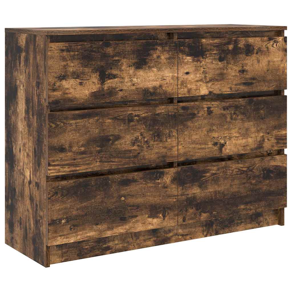 Dressoir 100x35x76 cm bewerkt hout gerookt eikenkleurig