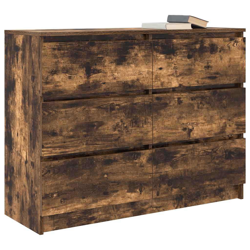 Dressoir 100x35x76 cm bewerkt hout gerookt eikenkleurig