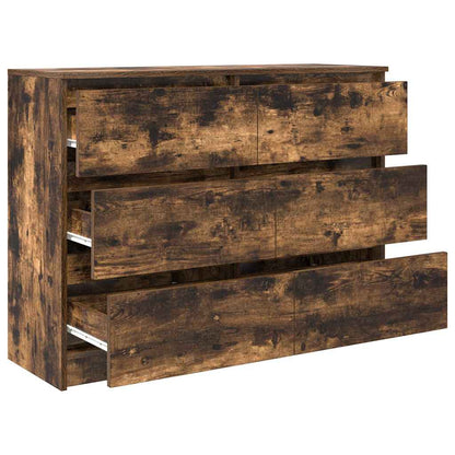 Dressoir 100x35x76 cm bewerkt hout gerookt eikenkleurig