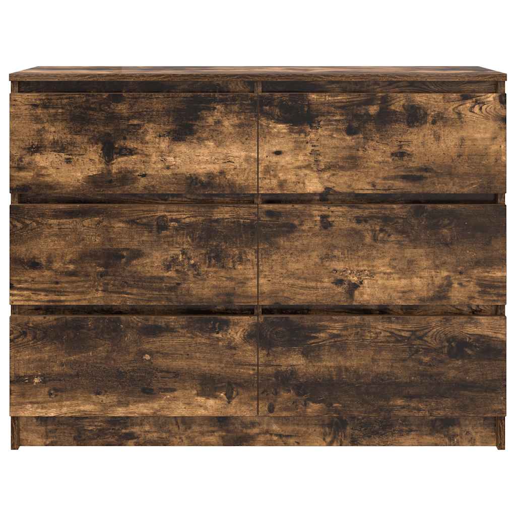 Dressoir 100x35x76 cm bewerkt hout gerookt eikenkleurig