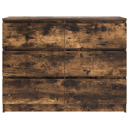 Dressoir 100x35x76 cm bewerkt hout gerookt eikenkleurig