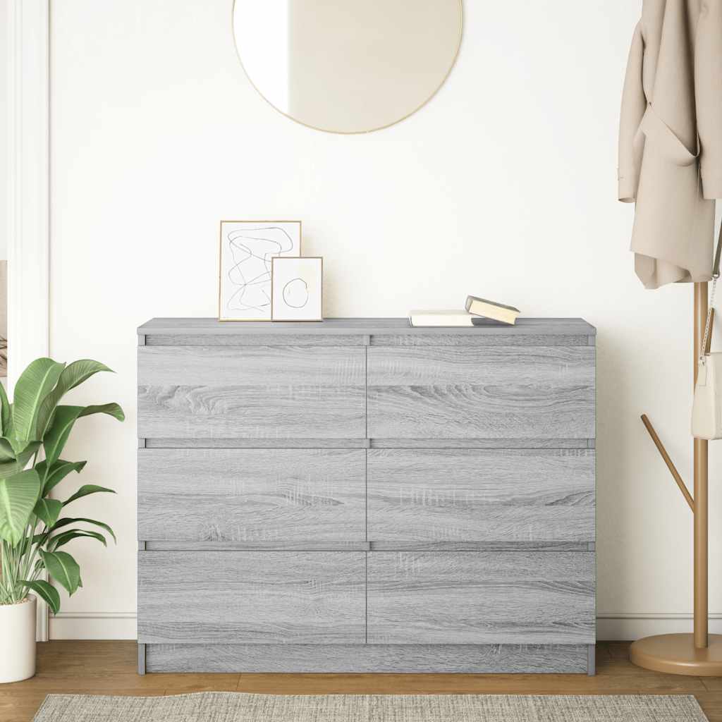 Dressoir 100x35x76 cm bewerkt hout grijs sonoma eikenkleurig