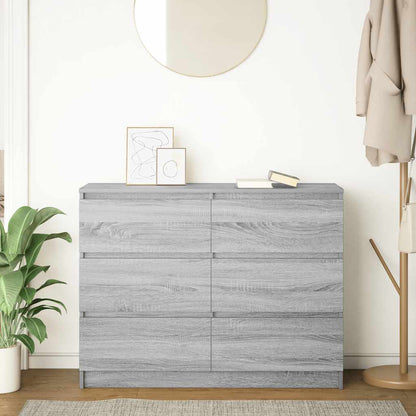 Dressoir 100x35x76 cm bewerkt hout grijs sonoma eikenkleurig