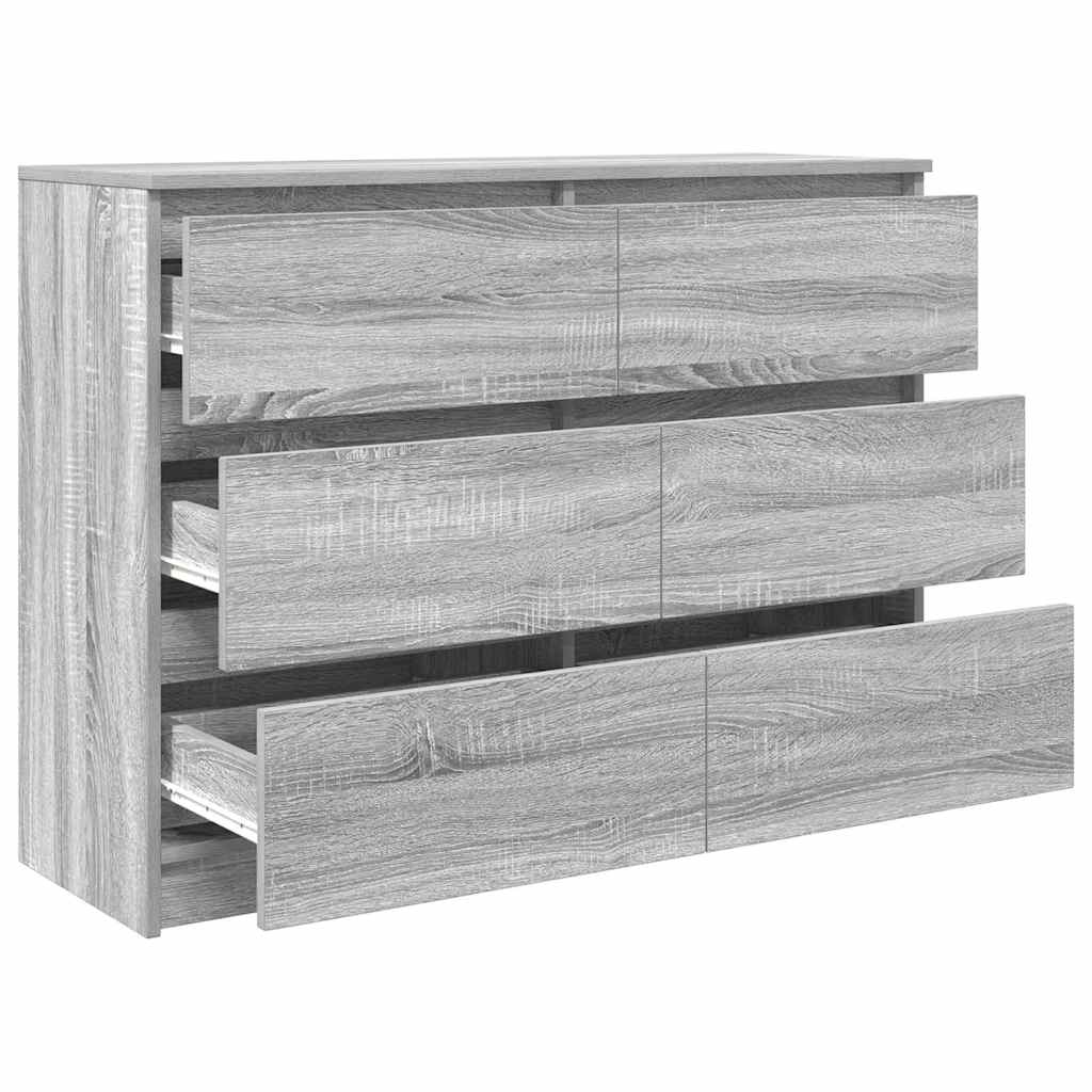 Dressoir 100x35x76 cm bewerkt hout grijs sonoma eikenkleurig