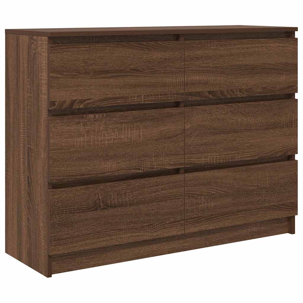 Dressoir 100x35x76 cm bewerkt hout bruin eikenkleur